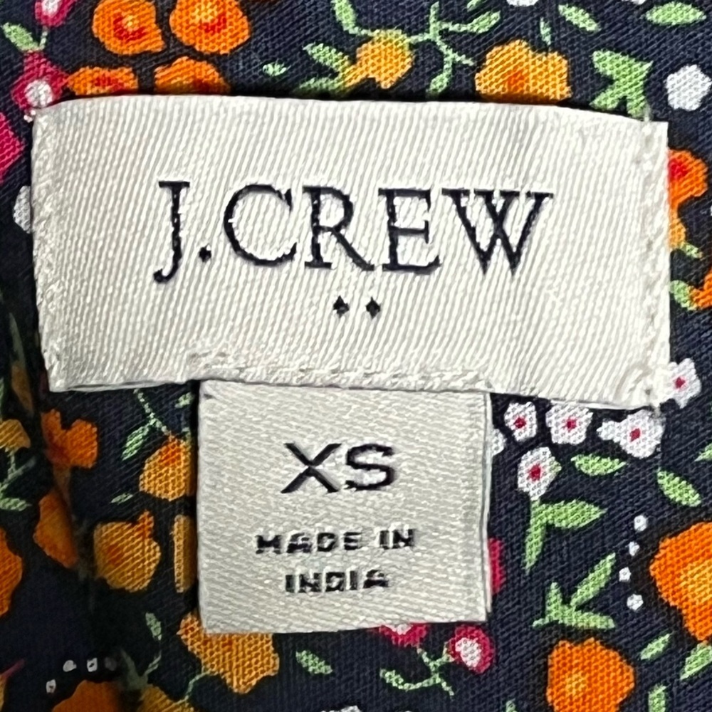J Crew multi-color Micro Floral Bow Tie-Neck Button Front long-sleeved retro Top - Picture 3 of 7